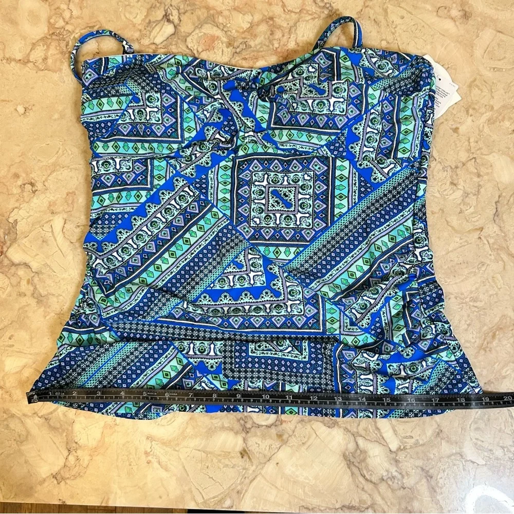 NWT Croft & Barrow Tankini Top Size 14 Blue Green